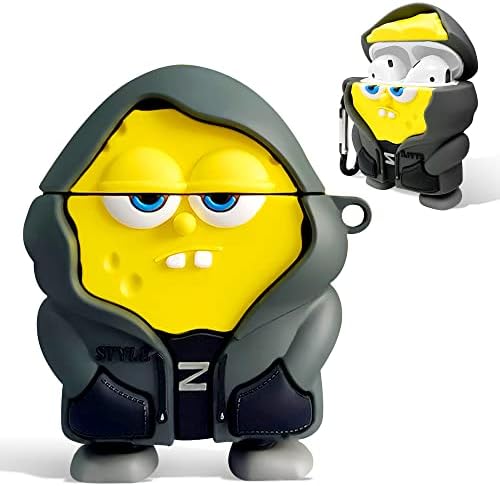 Cute Cartoon Character Airpods Case for 2nd/1st, Anti-Fall Soft Silicone Airpods 1&2nd Generation Case Cute, Funny Kawaii Fashion Cartoon 3D Case for AirPods 1&2nd with Keychain (Yellow)