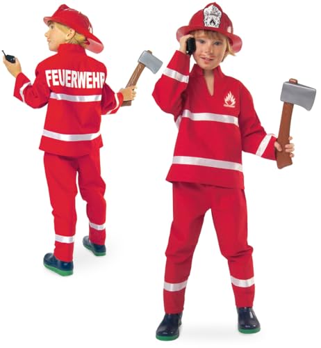 Feuerwehrmann Feuerwehr 2tlg Kinder Kostüm Gr 140