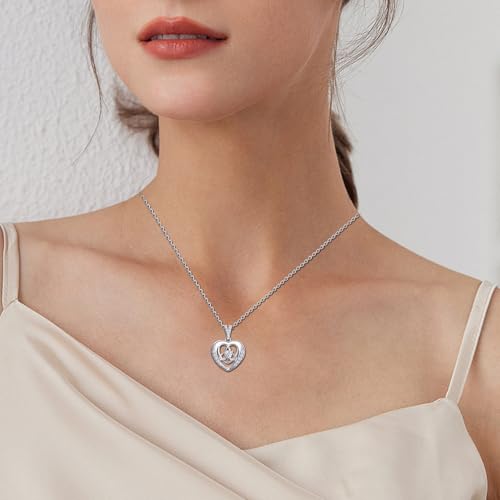 Image of Sterling Silver Pendant Necklace Charms Hypoallergenic Fashion Jewelry Dainty Valentines Day Birthday Gift for Women
