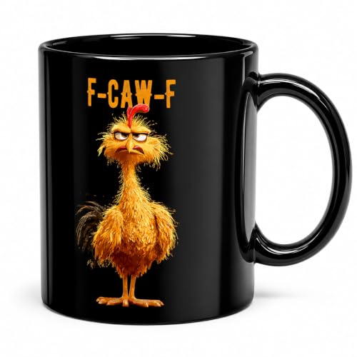Taza de cerámica negra 11oz con diseño gallo divertido miniatura 1