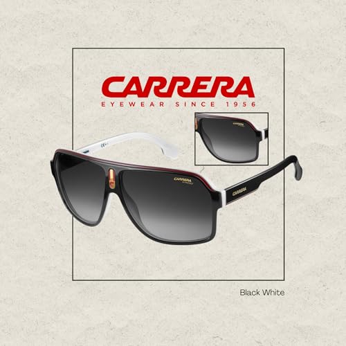 Carrera CA1001/S 080S/9O 62M Black White/Dark Gray Gradient Plastic Aviator Sunglasses For Men For Women + BUNDLE with Designer iWear Eyewear Kit2