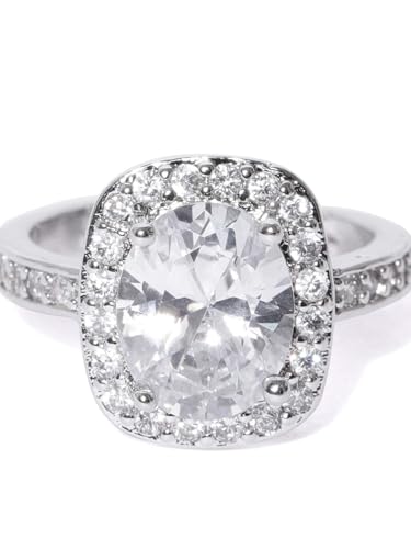 Image of I Jewels Valentine's Special 18K Silver Plated Elegant Classy CZ Crystal Adjustable Designer Finger Ring for Women and Girls (A81-163)