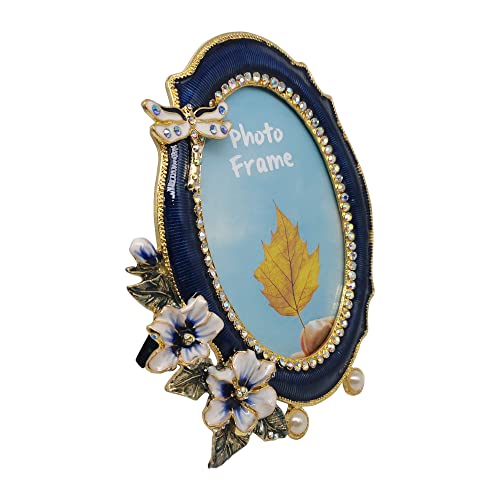 Tricune Floral Picture Frame 3.5X5, Vintage Photo Frame Made Of Metal And High Definition Glass For Table Top Display, Home Decor #TOP1