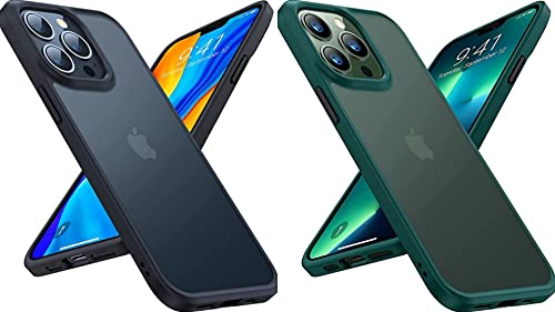 TORRAS Shockproof Compatible for iPhone 13 Pro Max Case Black & Green