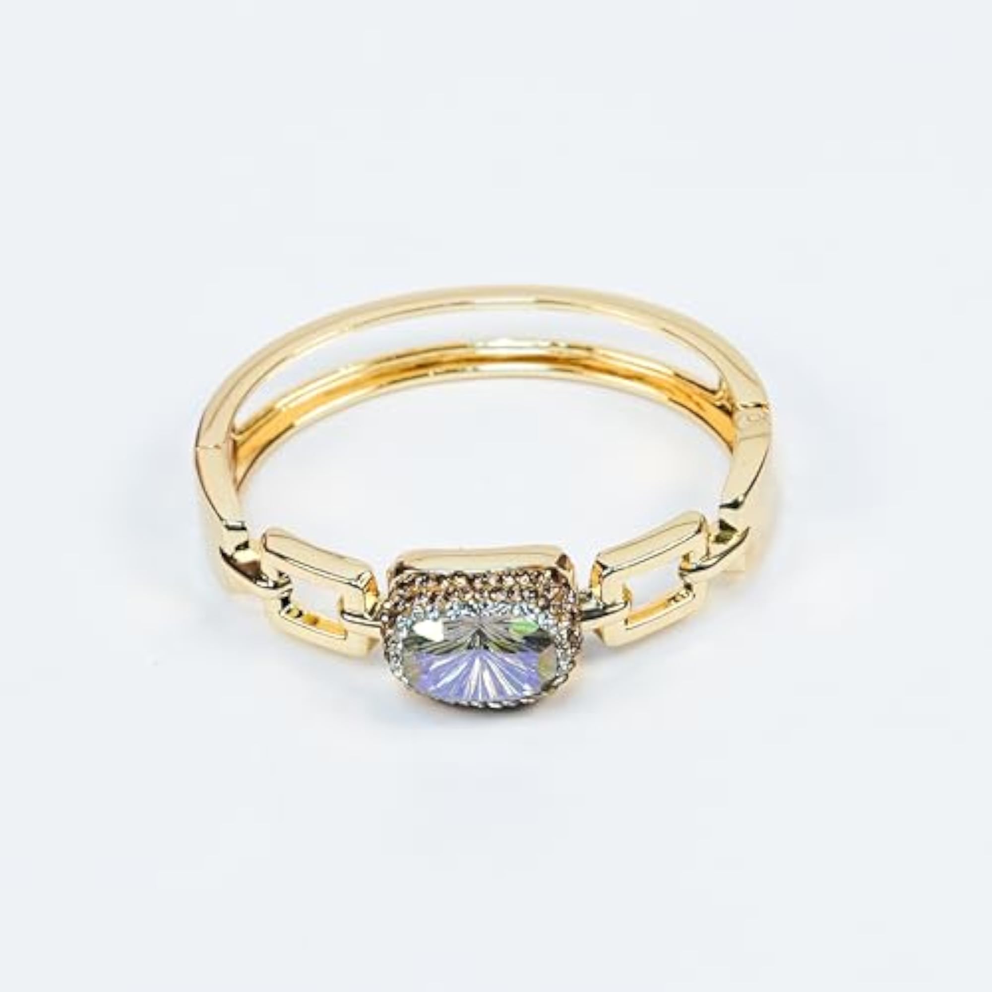 Women's Gold Stainless Steel Crystal Bangle Bracelet