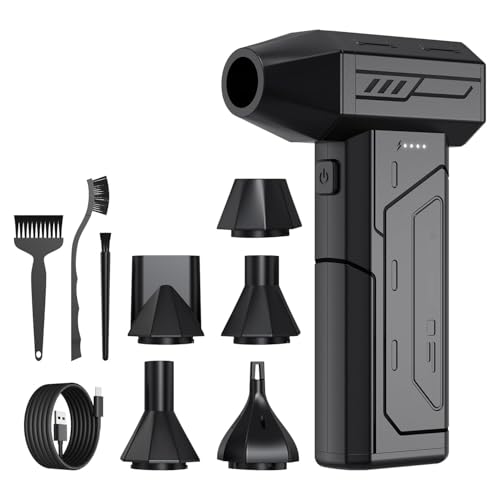 エアダスター 電動ブロワー ブラシレスモーター 超強力 4 段階風量調整 USB-C充電式 コードレス 洗車/PC掃除/空気入れ 日本語取扱説明書 黒のサムネイル