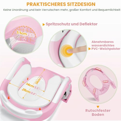 Toilettensitz Kinder mit Treppe, 2 in 1 Stabil Töpfchen für Kinder, Bär – Ansicht 5