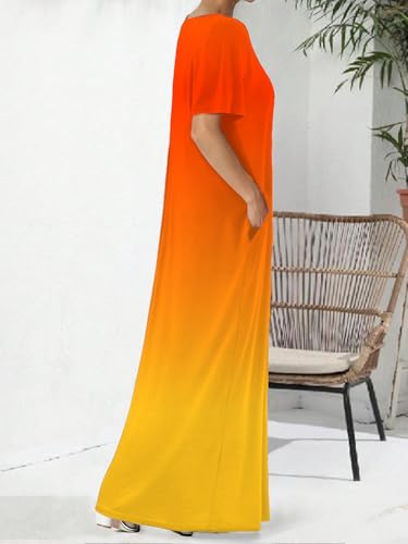 Image of Nimsruc Women Summer Long Dress Casual Sexy Short Sleeve Loose Maxi Dresses for Women 2025