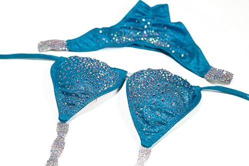 Turquoise Women's Competition Bikini Set, Top: A/B and C/D, Bottom Hip Size: S 28-31, M 32-34, L 34.5-36 Inches3
