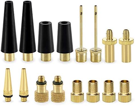 YASI Bicycle Presta Schrader Valve Adaptor, 16PCS Brass Bike Pump Adapters, Ball Pump Needle, Balloon Inflatable Toys Nozzle Inflator Adapter, Air Pump Accessories for Standard Pump or Air Compressor