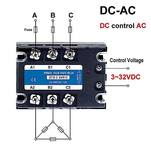 Relais semi-conducteurs triphasé 3-SSR 80DA commande 3-32V DC - 5