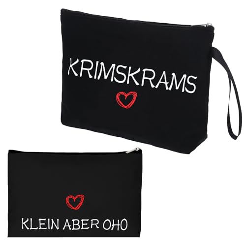Neceser de maquillaje pequeño para mujer y niña, 2 unidades, de lona, color negro, impermeable, para bolso de mano y viaje