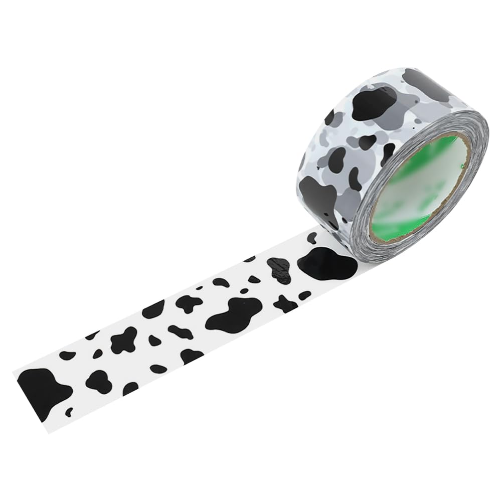 GSHLLO 4.5cm x 100m Wide Cow Print Tape Printed Packing Tape Cute Printing Tape Waterproof Shipping Tape Carton Sealing Adhesive Tape Decorative