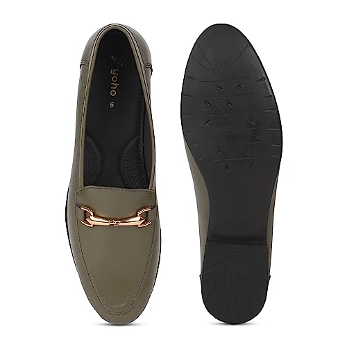 Image of YOHO Bliss Comfortable Slip On Formal Buckle Loafer for Women | Stylish Fashion Moccasins Range | Cushioned Footbed Finish | Flexible and Office Wear Shoe