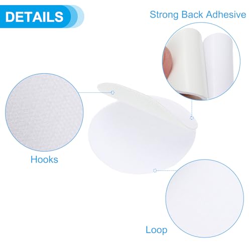 Image of PATIKIL 2 inch Hook and Loop Strips, 24 Pcs Round Strong Tape Double Sided Adhesive Sticky Fastener Back Mounting Tape for Home or Office Use, Indoor & Outdoor Use, White