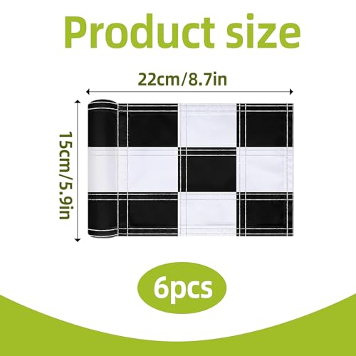 6 Pcs Checkered Golf Flags 8x6 Inch – 420D Nylon Portable Training Target Flag with Tube Inserted Mini Practice Putting Green for Garden Yard Indoor Outdoor(Black and White) - Image 2