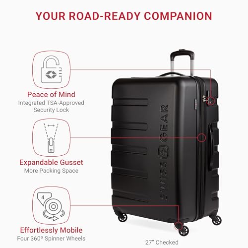 SwissGear 7366 Signature Hardside Expandable Luggage with Spinner Wheels, TSA Lock, Cup-Holder, Black, 3-Piece Set (19/23/27) by SwissGear - Image 2