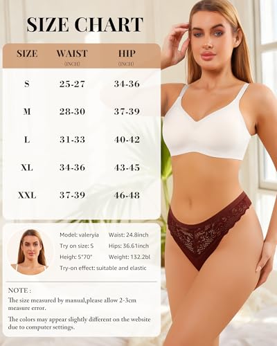 LEVAO Lace Thongs for Women Low Waisted Underwear No Show G-String Panties Multipacks S-XXL — view 6