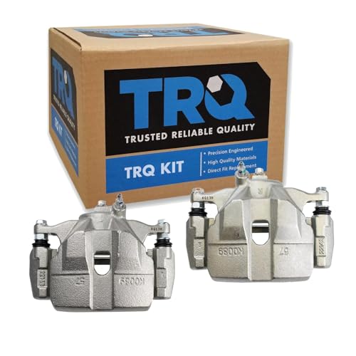 Image of TRQ Front Driver and Passenger Side Brake Caliper Set Caliper Brackets Compatible with 14-20 Mazda 6 L4 2.5L