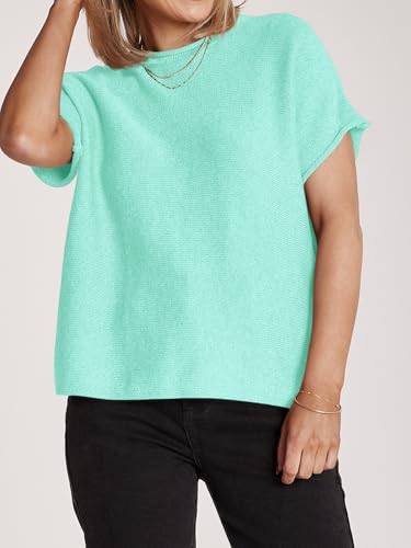 Image of Saodimallsu Women's Short Sleeve Lightweight Casual Crewneck Loose Fit Knit T-Shirt