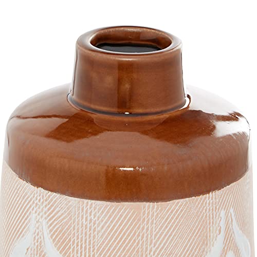 Deco 79 Porcelain Vase With Diamond Patterns, 6" X 6" X 15", Tan #TOP4