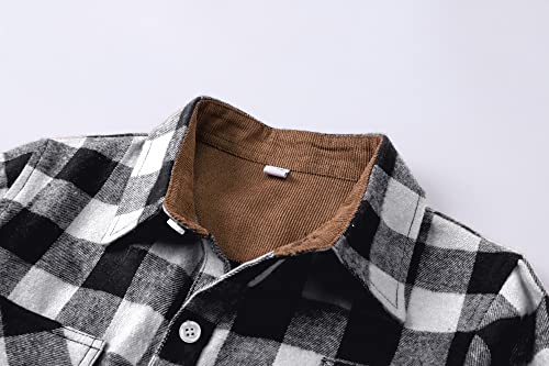 SANGTREE Boys and Mens Flannel Shirts Long Sleeve Button Down Plaid Shirts,Corduroy Lined Cuffs & Collar3