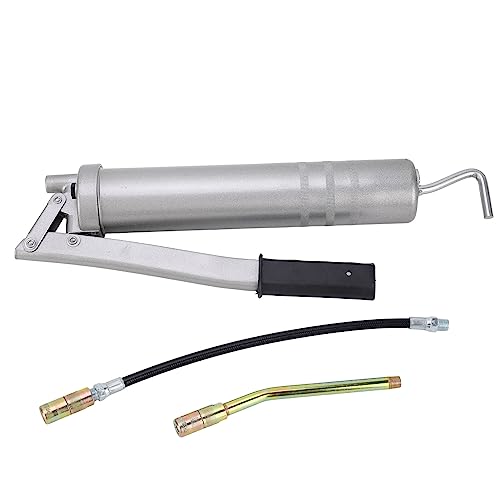Image of Segrehy Grease Gun High Pressure 8000PSI Manual Oiling Greaser 400cc Capacity for Machine Lubrication 45# Steel with Nozzle Flexible Hose Hard Hose