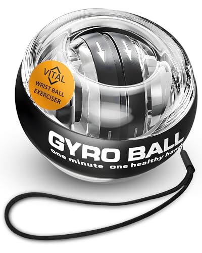 Vital Wrist Ball Exerciser Gyro Ball Hand Gyroscopic Wrist Strengthener & Forearm Trainer with Zinc Rotor Grip Strength Training, Wrist Exerciser & Arm Exercise Equipment (Clear Without LED Lights)