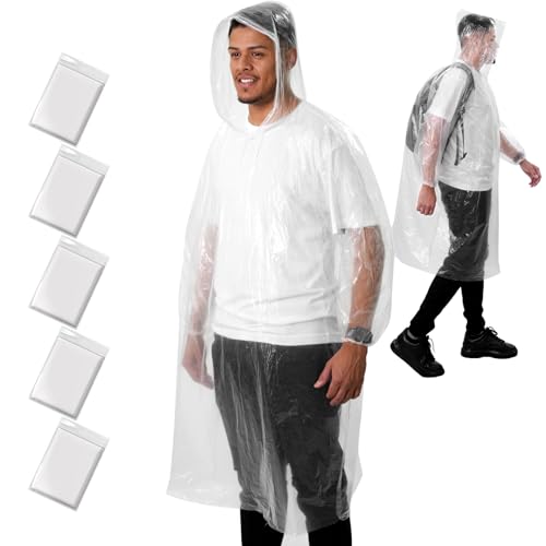 ANYOO Disposable Rain Poncho for Adults Waterproof Emergency Raincoat Lightweight Packable for Outdoor Events Hiking & Travel