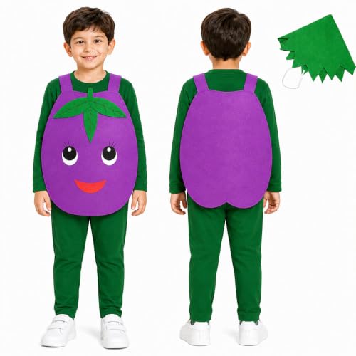 Image of Raj Costume Kids Mango Fruit Costume Apron with Cap for Boys & Girls | Cute Yellow Cutout Fancy Dress | Soft Felt Fabric | Role Play Outfit