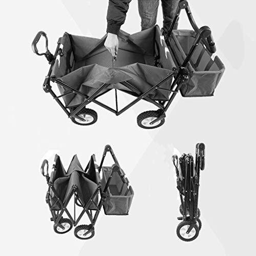 FAZENHUA Zusammenklappbarer Gartenwagen, robuster Wagen mit Baldachin, multifunktionaler Einkaufswagen für den Strandwagen im Freien mit 4 Rädern, Tragkraft: 100 kg – Bild 4