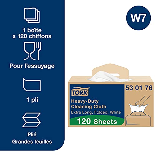 Chiffon de nettoyage Tork blanc W7 ultra-résistant distribution 530176