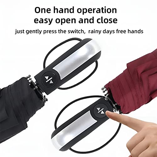 Image of GRACIOUS MART Premium Wooden Handle Automatic Open /Close, Wind-Resistant 8-Rib Frame, UV Blocking Umbrella With Extra Large Canopy, Travel-Friendly Design for Men & Women