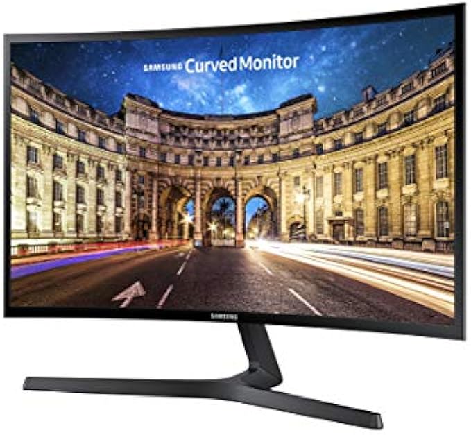 SAMSUNG 23.7 英寸 CF396 弧形电脑显示器,AMD FreeSync 高级游戏,4 毫秒响应时间,广角,超薄设计,LC24F396FHNXZA,黑色