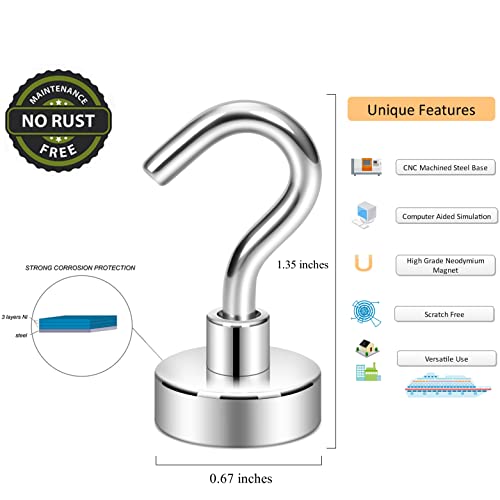 Neosmuk NMH SERIES Magnetic Hooks,30Lb+ Heavy Duty Earth Magnets thumb #4