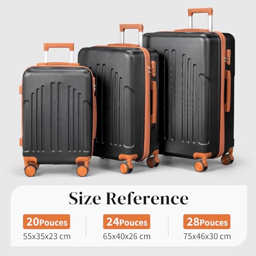 LEADZM Valise Cabine Rigide en ABS Léger (Noir-Brun, M/55cm) – vue 7