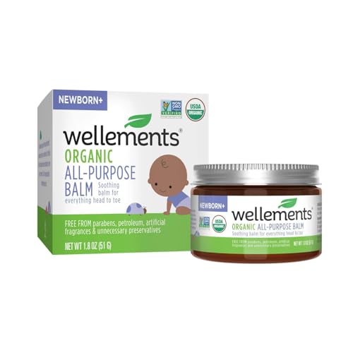 Image of Wellements Organic All Purpose Balm for Babies and Kids | Gentle and Soothing All Over Ointment for Dry, Chafed and Sensitive Skin | Free From Petroleum, Parabens and Fragrances | 1.8 Fl Oz