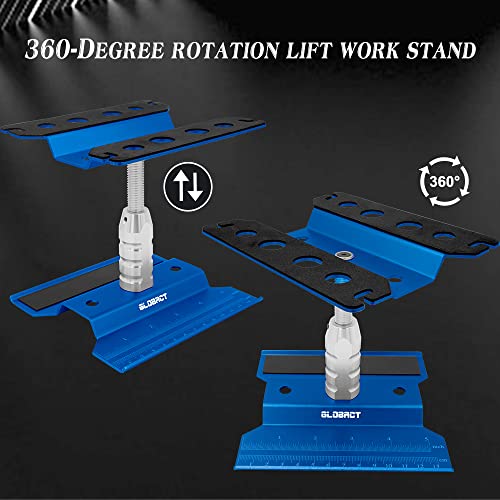 GLOBACT RC Car Repair Work Stand Repair Tool Set 360 Degree Rotation and 521 PCS RC Screws Kit and RC Screwdrivers and Screws Pallet Kit for 1/8 1/10 1/12 1/16 1/18 RC Car Truck Crawler (Blue) - Thumbnail 5