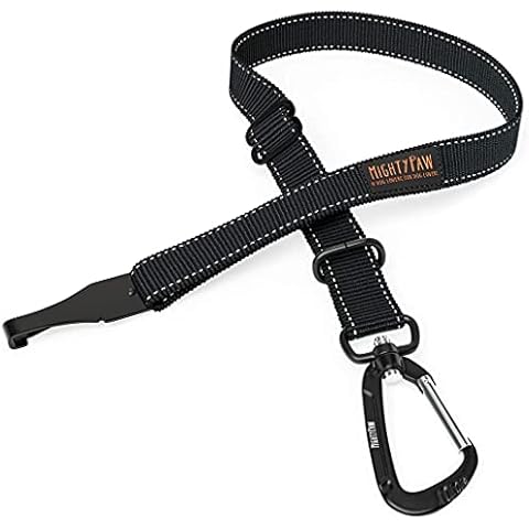 Mighty Paw Safety Belt, Dog Seat Belt, Latch Bar Attachment for Optimal Safety and Security, All Metal Hardware, Tangle-Free Swivel Attachment, Carabiner, Adjustable Length. (Black) Cover