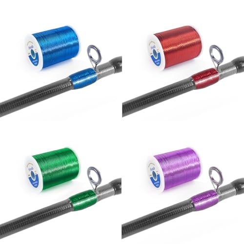 Aventik Fishing Rod Wrapping Thread for Guide Building 500D/100YDS 8PCS Nylon Rod Repair Kit Fishing Rod Building Supplies (8 Pack Rainbow Color Metallic Thread)