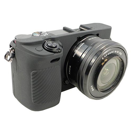 Phototrust Black Silicone Case Soft Protective Skin Compatible With Sony Alpha A6300 A6000 Fits All Lens #TOP26