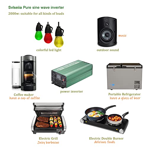 Svlseiia 2000W Power Inverter Pure Sine Wave Dc 12V To Ac 110V With Remote Controller For Rv, Solar System And Home Use #TOP3