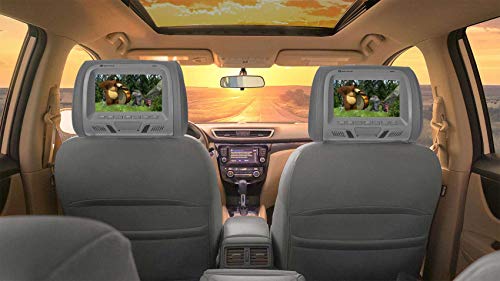 Pair Rockville RHP7-GR 7 Grey Plug N Play Car Headrest Monitors w/Speakers+IR