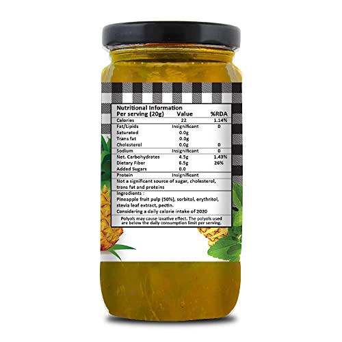Image of VIStevia Sugar Free Combo of Pineapple & Strawberry Jam - Pack of 2 (400g x 2) | Diabetic & Keto Friendly | Sweetened with Stevia and Erythritol | 100% natural | More than 60% whole fruit | Tastes delicious