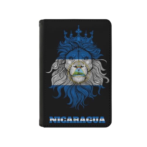 Passport Holder Cover Lion Nicaragua Nicaraguans Flag PU Leather Case Wallet Passport Book Protector for Women Men Flying Travel Fashion Gift
