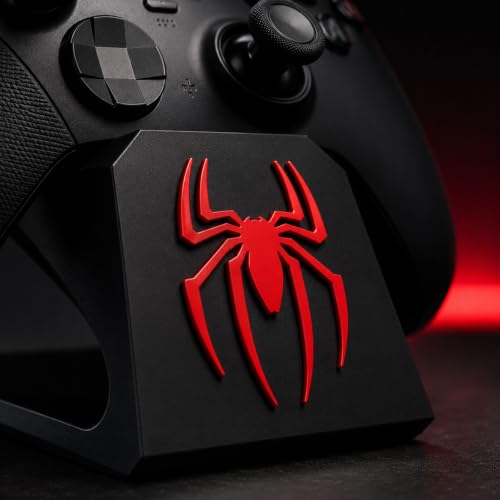 Image of PS5 Controller stand for Desk Gaming controller stand Xbox | Joystick Stand Controller Holder Gamepad Stand & Gaming PS5 Accessory | Compatible with Xbox ONE, PS5, PS4, PC, Steelseries Remote | Black + Red | Superhero Spider-Themed