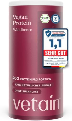 VETAIN Veganes Proteinpulver Beere - 20g Eiweiß - 100% Bio & fermentiert | Protein Pulver aus 4 Komponenten - 67% Eiweiss - Ohne künstliche Süßungsmittel - Vollständiges Aminosäure
