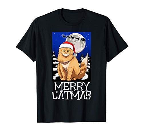 Funny Meowy Catmas Tee Shirt Merry Christmas Cat Lover Gift Maglietta