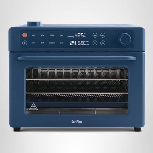 Our Place Wonder Oven | 6-in-1 Stainless Steel Air Fryer Toaster Oven Combo with Basket, Rack, Pan & Tray | Compact 13 QT Countertop Capacity - Toast, Roast, Bake, Reheat, Broil & Steam | Blue Salt - Image 8
