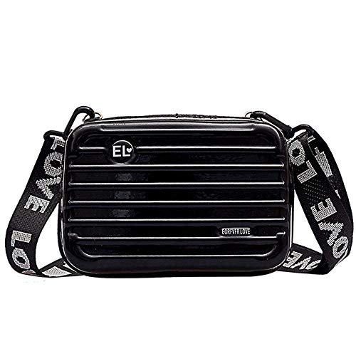 Preisvergleich Produktbild HeiPlaine Hartschalen-Kosmetiktasche, Kosmetikkoffer, Mini-Kosmetikkasten, wasserdichte Make-up-Handtaschen-Umhängetasche - Schwarz